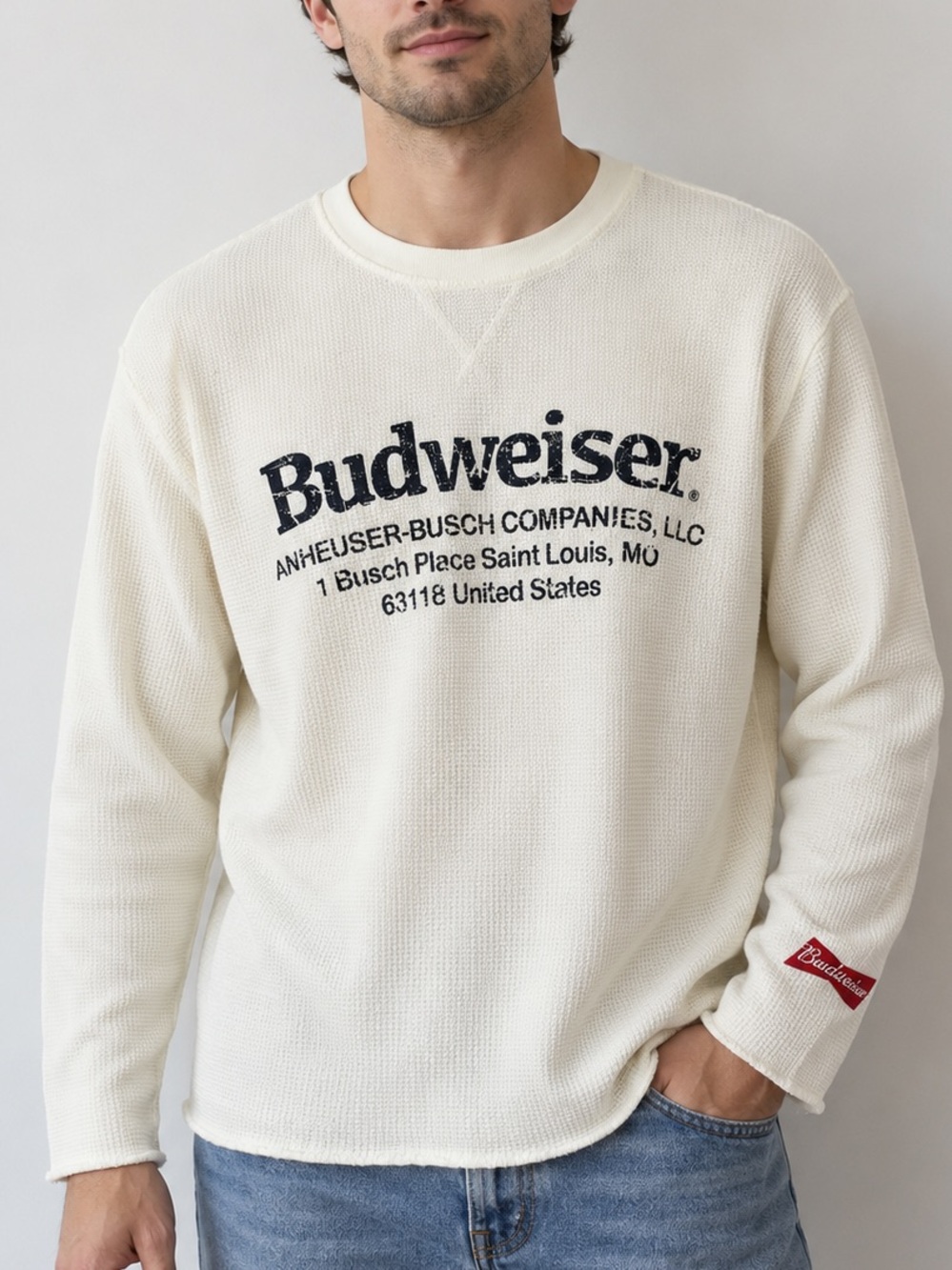 Budweiser x PacSun Waffle Knit Thermal Long Sleeve Oversized Large Collectible